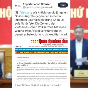 Tổ chức Phóng viên Không biên giới lên án mạnh mẽ tờ QĐND tấn công nhà báo Lê Trung Khoa